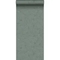 ESTAhome behang ginkgo bladeren vergrijsd groen - 53 cm x 10.05 m - 139616