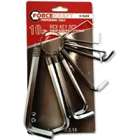 FORCEKRAFT Inbussleutelset L-Type 10 Delig 1,5-10mm Cr-V Staal