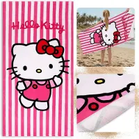 Sarcia.eu Hello Kitty Sneldrogende strand- en badhanddoek met strepen, 100% katoen 70x140 cm