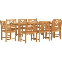 vidaXL Tuin Eettafel Set 9 st Bruin Massief Acacia Hout