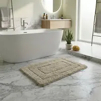 Karat Badmat Atlantis - Rechthoekig - Anti-Slip Achterkant - Modern Badkamermat - Beige - 50 x 80 cm