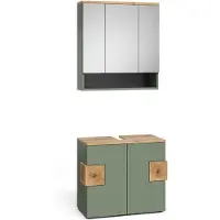Vicco Eden Badkamermeubel set – 2 delen Groen/Kunstzinnig