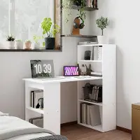 Sweiko Bureau - Computertafel - Meerdere opbergplanken - 120 x 55 x 120 cm - Wit
