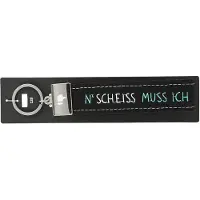 Depesche sleutelhanger vilt zwart met grappige tekst en metalen uiteinde.