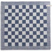 Knit Factory Keukendoek Block - Ecru/Jeans - 50x50 cm