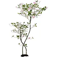 Happiq Kunstmatige jasmijnplant - Voor huis en kantoor - Kunstbloemboom, decoratief, geschikt als cadeau - Witte bloempot - Roze-150cm