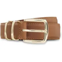 BOSS Leren riem met twee metalen logolussen Maat 90