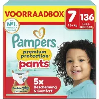 Pampers Premium Protection Pants Maat 7 - 136 Luierbroekjes - 15kg+ - Voorraadbox