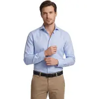 Ledub Overhemd Modern Fit effen lichtblauw stretch