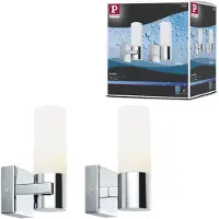 Paulmann Wandlamp Gemini, dimbaar, chroom / zilver, Badkamer, metaal, Modern, Wandlamp