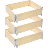 Garronda Kweekbak Palletrand 3-Pack 80x60x20 cm - Natuurlijk - Bloemen - Kruiden - Palletframe - Natuurlijke Verhoogde Bloembedden - GD-BUD-PAL