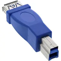 InLine USB-B (m) - USB-A (v) adapter - USB3.0 / blauw