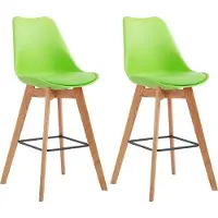 CLP Set van 2 barkrukken Metz, kunststof met rugleuning en voetsteun | Kleur: grijs, frame: naturel