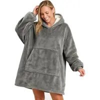 Travelhawk Hoodie Deken - Snuggle Hoodie - Fleece Deken Met Mouwen - Donkergrijs