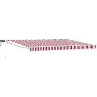 vidaXL Handbediende luifel met LED's Rood en Wit 5 x 3 m