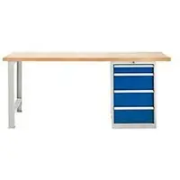 Schäfer Shop TOP-werkbank, Werkbank met kast, 4 schuifladen, basiseenheid, 2000 mm breed