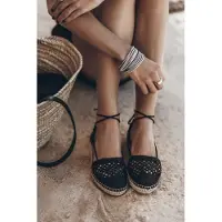 Mikuta The Black Laced Espadrilles Black Maat: 39 | Espadrilles Outlet | Dames | Zwart