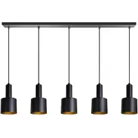 Eth Zwarte hanglamp Sledge 5-lichts zwart met goud