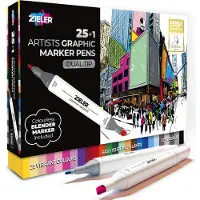 Zieler Dual Tip Marker Set - 26 Delig - Alcohol Twinmarkers - Voor Volwassenen & Kinderen - Fijne & Beitel Punt