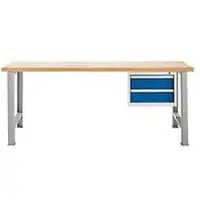 Schäfer Shop TOP-werkbank, met 2 schuifladen, basiseenheid, aluminium zilver, 2000 mm breed