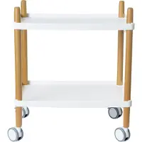 Paper Flow Serveerwagen, beuk massief hout, B 500 x D 360 x H 550 mm, 2 legborden, wit