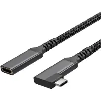 S-Impuls USB-C Verlängerungskabel, USB C Stecker auf USB-C Buchse, 3.2, 90°, PD, Textil, 0,5m