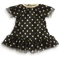 Corolle poppenjurk zwart met gouden stippen - feestelijke outfit 36cm.