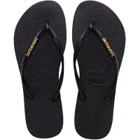 Havaianas Slim Logo Metallic Slipper Dames Black/Gold 39/40