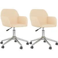 vidaXL Eetkamerstoelen 2 st draaibaar stof crèmekleurig