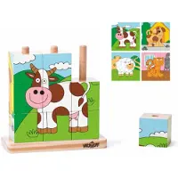 Woody Kubuspuzzel Dieren (9 stukjes)
