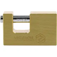 VOREL RECTANGULAR BRASS PADLOCK 75MM