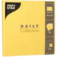 Papstar 15x 20 Servetten DAILY Collection 1/4 vouw 32 cm x 32 cm geel