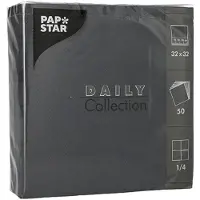 Papstar 14x 50 Servetten DAILY Collection 1/4 vouw 32 cm x 32 cm zwart