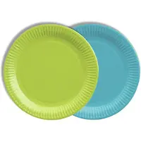 Papstar 20x 12 Borden karton rond Ø 18 cm assorti kleuren - limoengroen/turkoois