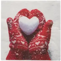 Papstar 15x 20 Servetten 3-laags 1/4 vouw 33 cm x 33 cm Mittens in the Snow