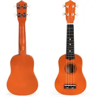 Ecotoys houten kinder ukelele/ gitaar met 4 snaren en 12 frets 17,5 x 5 x 52,5 cm bruin