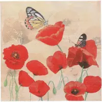 Papstar 10x 20 Servetten 3-laags 1/4 vouw 33 cm x 33 cm Poppy Flowers