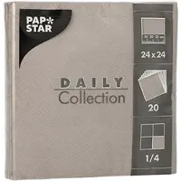 Papstar 20x 20 Servetten DAILY Collection 1/4 vouw 24 cm x 24 cm grijs