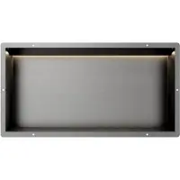 Guido Gusto Gun Metal RVS Inbouwnis 30x60x10cm met tegelflens LED verlichting
