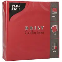 Papstar 14x 50 Servetten DAILY Collection 1/4 vouw 32 cm x 32 cm bordeaux