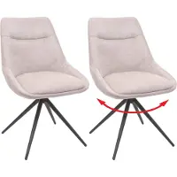 Mendler Set van 2 eetkamerstoelen -M65, keukenstoel fauteuil stoel, draaibaar auto-positie metaal stof/textiel ~ crème-beige