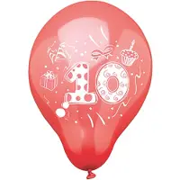 Papstar 12x 6 Cijferballonnen Ø 25 cm assorti kleuren 10
