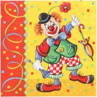 Papstar 15x 20 Servetten 3-laags 1/4 vouw 33 cm x 33 cm Clown