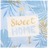 Papstar 12x 30 Servetten 3-laags 1/4 vouw 33 cm x 33 cm blauw Sweet Home