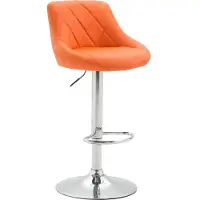 CLP barkruk Lazio, in hoogte verstelbaar en 360 graden draaibaar | Kleur: oranje, frame: chroom