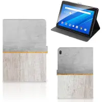 B2Ctelecom Lenovo Tab E10 Tablet Book Cover Wood Concrete