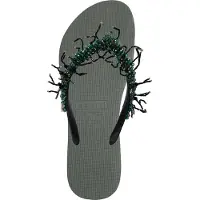 Uzurii Bahia zwarte teenslippers legergroen