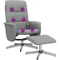 vidaXL Massagestoel verstelbaar met voetenbank stof lichtgrijs