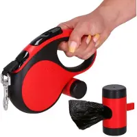 Springos Hondenriem - Hondenlijn - Looplijn - Zakkencontainer - Automatisch - Zwart/Rood - 50 M - Tot 50 Kg