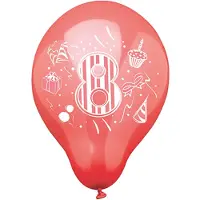 Papstar 12x 6 Cijferballonnen Ø 25 cm assorti kleuren 8